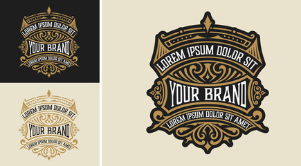 Vintage Luxury Logo / Label Template Design for Label, Frame, Product Tags. Retro Emblem Design. Vector illustration