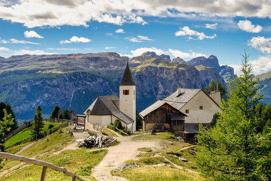 View from Sasso di Santa Croce in Dolomites, Badia valley, South Tyrol, Italy