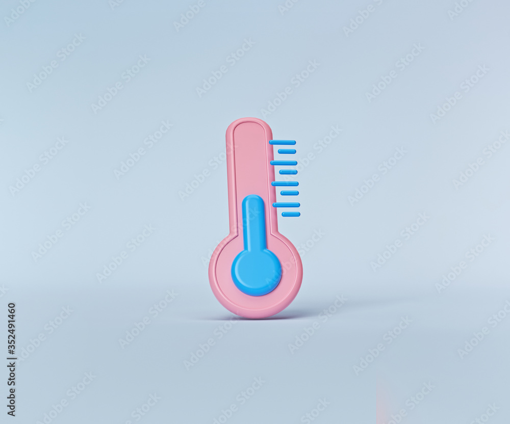 Poster cold weather thermometer icon. minimal concept. 3d rendering