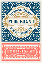 Old  label design for Whiskey and Wine label, Restaurant banner, Beer label.
