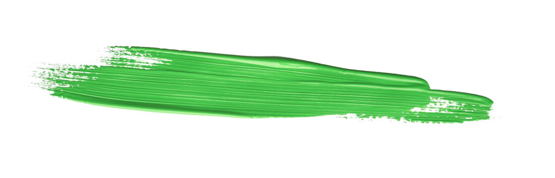 Green chroma brush stroke paiting over isolated background, canvas watercolor texture