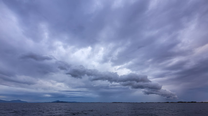 Blue sky with white clouds after the rainstorm