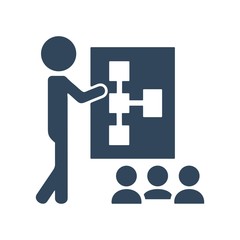 Presentation icon. Business meeting sign. Employee presenting report, infographics symbol for modern business concept and web, mobile design.