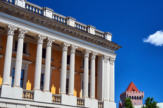 A fragment of a classical facade of the public library of them. Raczynski in Poznan..