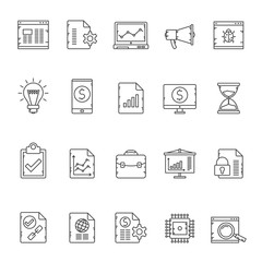Line Search Engine Optimization icons - vector icon set
