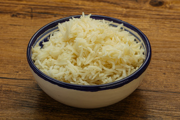 Steamed basmati rice in the bowl
