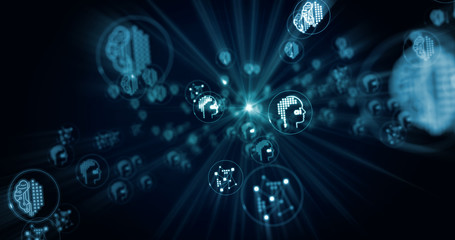 Artificial intelligence symbols illustration