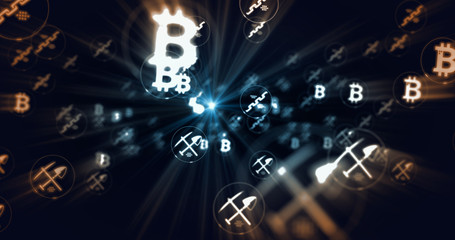 Obraz na płótnie Canvas Bitcoin mining symbols illustration
