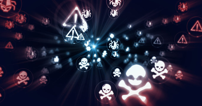 Cyber crime symbols illustration