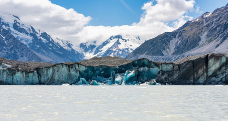 Tasman Glacial Lake in the Aoraki Mount Cook National Park, Canterbury, New Zealand