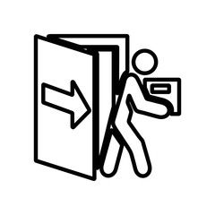 Illustration of employee kicked out of company. Boss firing worker sign. Layoff symbol for modern business concept and web, mobile design.
