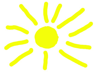 Gelbe Sonne, Weisser Hintergrund, Freisteller