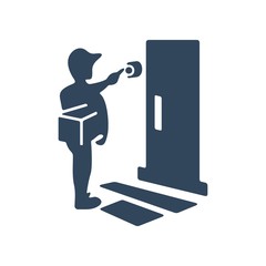 Delivery man delivering cargo package. Home delivery sign. Order shipment sign.