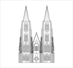Cologne city cathedral in Germany. Illustration for web and mobile design. - obrazy, fototapety, plakaty