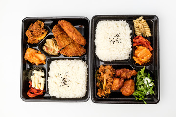 Korean lunch box on white background