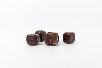 Cube chocolate on white background