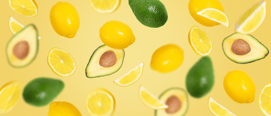 Avocado and lemon ingredients mix