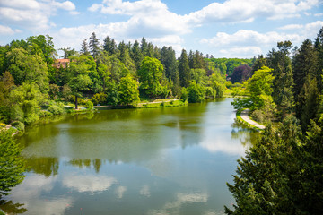 Wonderful nature in spring day in Pruhonice Park near Prague, Czech Republic