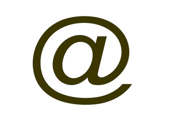 Schwarzes Zeichen At, Klammeraffe,weisser Hintergrund