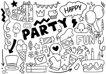 0049 hand drawn party doodle happy birthday
