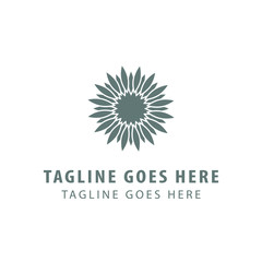 zinnia flower logo design. florist logo with zinnia flower object