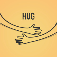 Hugging hands. Arm embrace, relationship hugged hands