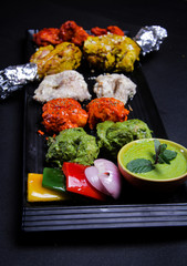 Chicken Reshmi Tikka Hariyali Tangri Kabab Tandoori Platter