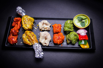 Chicken Reshmi Tikka Hariyali Tangri Kabab Tandoori Platter