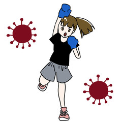 ボクシング／女性／イラスト