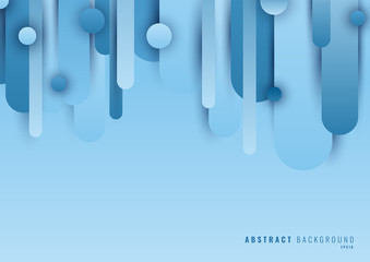 Abstract blue geometric circle rounded line shape overlapping layer on light blue background