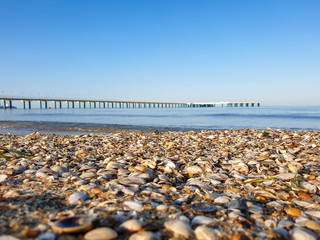 Djemete. A warm summer morning on the coast of the Black sea. Anapa, Krasnodar region.