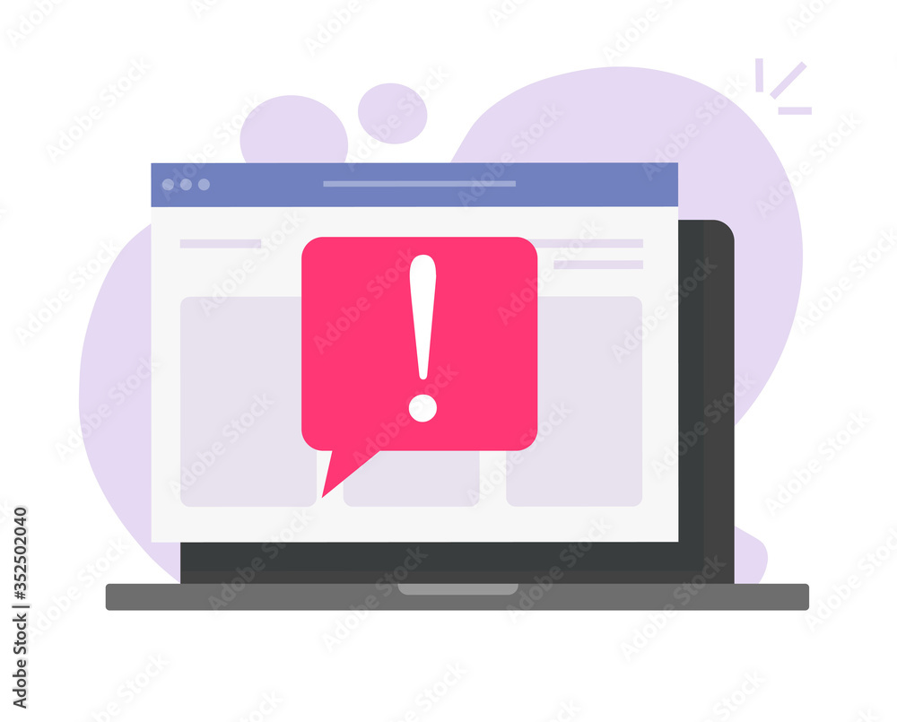 Poster online scam caution message notice on computer laptop website or pc with internet web page fraud dig