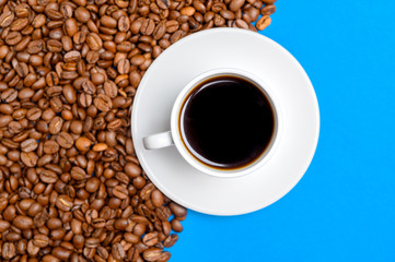 coffee beans and cup