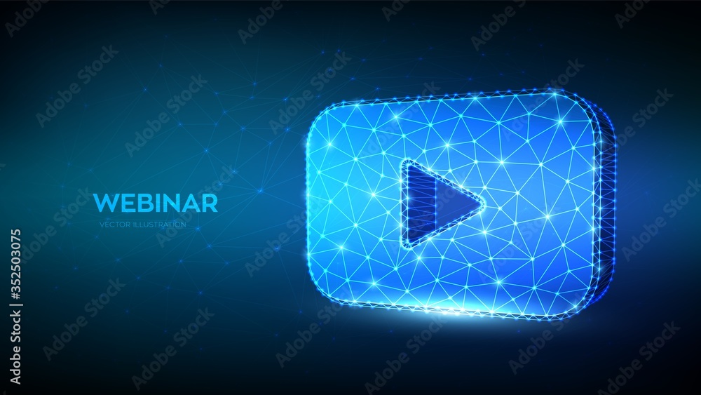 Poster webinar. abstract low polygonal webinar icon. internet conference. web based seminar. distance learn