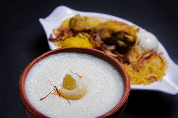 Chicken Egg Alu Biryani with Firni