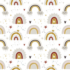 cute  collection magic rainbow for design of a child’s room, children’s poster. printing on fabric and paper. stars and heart. made with love. Vector graphics, gold star. i love you