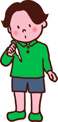 体温測る男の子