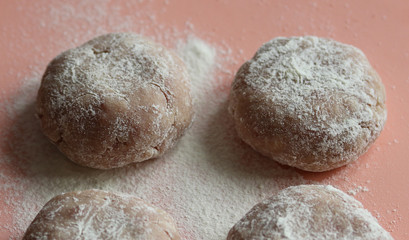 Fototapeta na wymiar raw cutlets in flour breading close-up