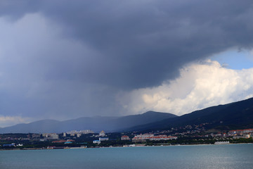 Fototapeta premium Photo of sea landscape with mountains