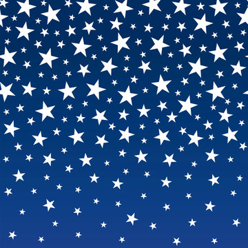 Falling white stars on a seamless blue background. Vector illustration with a clipping mask. © allai