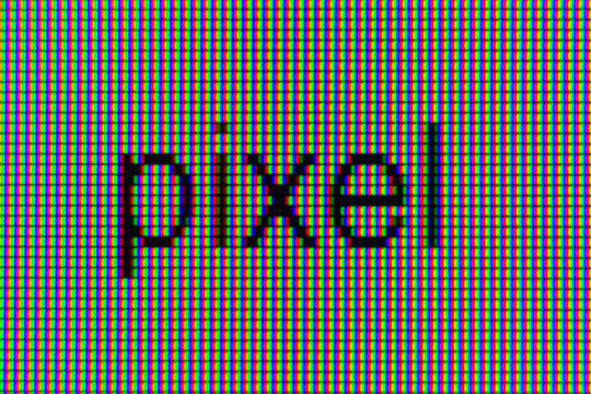 pixel inscription, in macro shot on lsd screen - Powered by Adobe