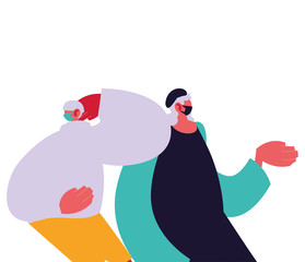 Urban men cartoons with masks and casual cloth vector design