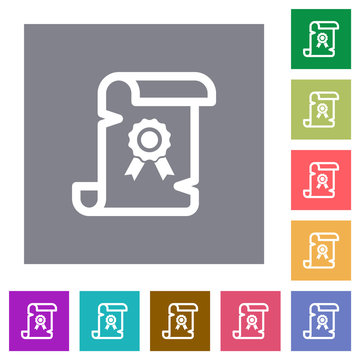 Old certificate square flat icons