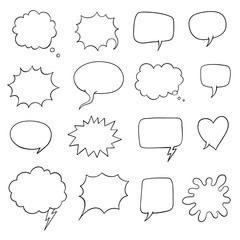 Fototapeta premium Collection of empty comic speech bubbles