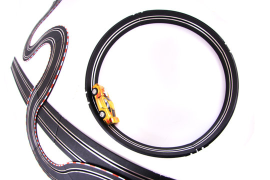 Toy Slot Car Racing Track Isolated