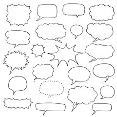 set of speech bubble doodles. collection of comic elements