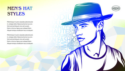 Fashion catalogue colorful page template. Design developed by gradient graphic, soft colors and polygonal background.