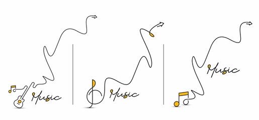 Set of Music Calligraphic line art Text shopping poster vector illustration Design. © Redshinestudio