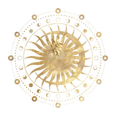 chic golden luxurious retro vintage engraving style. image of the sun and moon phases. culture of occultism. Vector graphics