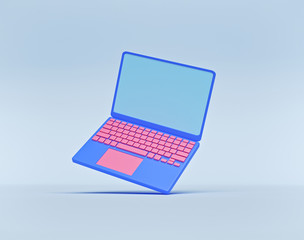 laptop isolated. minimal icon, symbol. technology concept. 3d rendering - obrazy, fototapety, plakaty